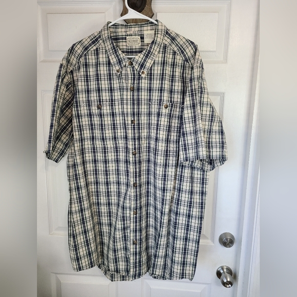 (692) C.E. Schmidt Men's Classic Short Sleeve Work Shirt, Size: 2XLT Color: Blue - Picture 4 of 12